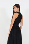 Непышное фатиновое платье с американской проймой (черное)  - фото 