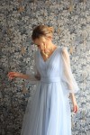 Фатиновое  платье миди (Голубой) - фото 