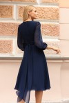 Шифоновое платье миди с утягивающей драпировкой  (темно-синее)   - фото 