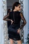 Платье-мини с бахромой на юбке в стиле Гэтсби (Черный) - фото 